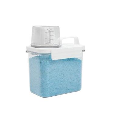 Imagem de Porta sabão em pó 1,1L transparente com copo dosador e trava - Oikos