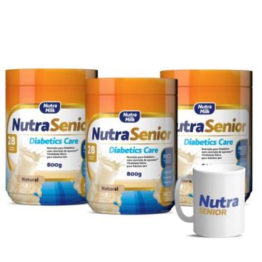 Imagem de kit 3 Nutra Senior Adulto 50 Diabetics Care 800g e Caneca Exclusiva - 