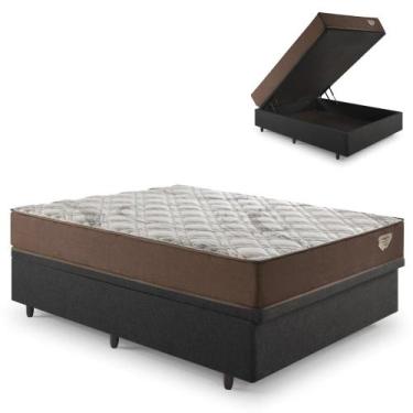 Imagem de Base Box Baú Casal 138x188 Linho Cinza com Colchão Relax Adorabile Mol