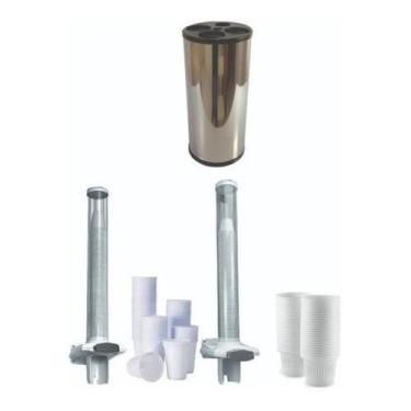 Imagem de Lixeira Copos + Dispensador Copos Para Água E Café Kit 3 Pçs - JSN