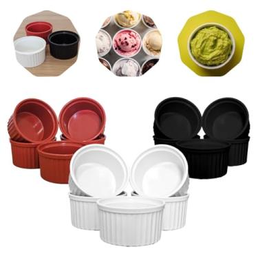 Imagem de Kit 30 Ramequin Cumbuca Reforçado Microondas Plástico Não Quebra Branco Preto Vermelho Com capacidade de 60 e 120ml Ideal Para Patês Sorvetes Molhos Nuts