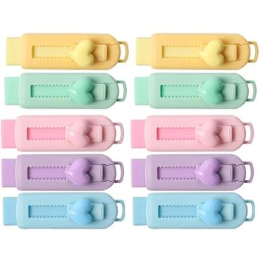 Imagem de Borracha de lápis deslizante multicolor retrátil com manga de plástico, produtos de escritório, borrachas de arte para desenho, borrachas grandes para escritório escolar, (Pacote de 10)