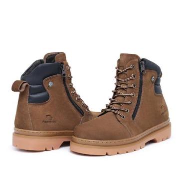Imagem de Bota Coturno Cano Alto Masculina Trilha Trabalho Zíper Castor - Fronti