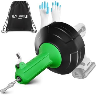 Imagem de MEISTERFAKTUR Cobra de drenagem [25 pés] - Alimentação automática - Cobra de encanamento ideal para desbloqueio de pia e ralo - Trado de drenagem sólido para DYIs reais!