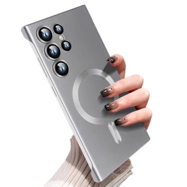 Imagem de Omio Capa fina magnética para Galaxy S23 ultra compatível com MagSafe, policarbonato fosco ultrafino, design minimalista sem moldura sem bordas com protetor de lente de câmera para homens e mulheres,