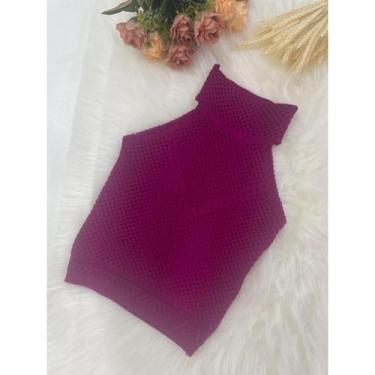 Imagem de Blusinha Cropped Regata Frente Única Feminina Gola Alta Garrafinha Com