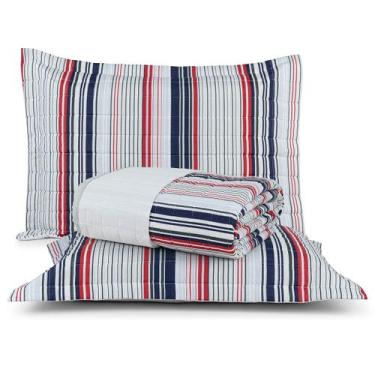 Imagem de Cobre Leito Colcha Casal Queen Fascinio Percal 200 Fios Algodão 03 Peç