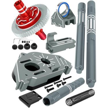Imagem de RCHuiWow RC Center Driveshafts &Support &Transmission Gearbox &0.8 Mod 58T Slipper Clutch w/Shaft &20T 21T Pinions Upgrades Part for 1/10 Big Rock Granite Senton 3S &550,1/8 Typhon 3S &550,Titanium