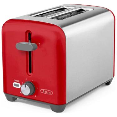 Imagem de Torradeira Elétrica 2 Fatias com 6 Níveis de Tostagem e Bandeja de Migalhas Removível, 110V 750W, BELLA, Vermelha