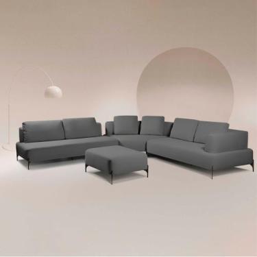 Imagem de Sofá Modulado Sala de Estar 415cm Marino de Canto Pés de Ferro com Alm