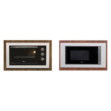 Imagem de Conjunto de Embutir Fischer com Forno Elétrico 48L + Micro-ondas 25L Fit Line 220v Branco
