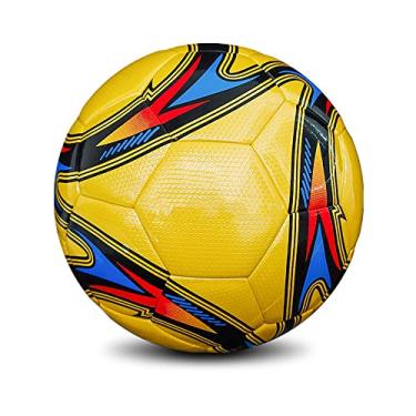 Imagem de Bolas de futebol esportivas tamanho 4 e tamanho 5, tamanho oficial de bola de futebol profissional, interior e exterior, perfeita para jogos ou jogos ao ar livre (amarelo, tamanho 5)