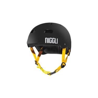 Imagem de Capacete preto fita amarela pro fosco niggli, PP
