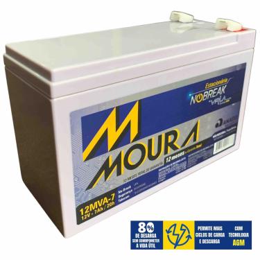 Imagem de Bateria Recarregável Moura com Saída de 12V 7Ah Ideal Para Motores á Combustão com Partida Elétrica