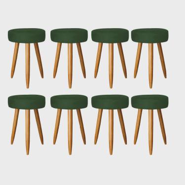 Imagem de Kit 08 Banqueta Alta Julia 50cm Bar Cozinha Balcão Bistrô Pé Palito Caramelo Suede Verde - Ahz Móveis