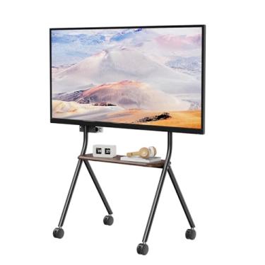 Imagem de Suporte de TV móvel com cavalete para TV LCD LED OLED de 32 a 65 polegadas, suporte de TV portátil de chão ajustável em altura com rodas de bloqueio comporta até 500 kg máximo VESA 500 x 400 mm