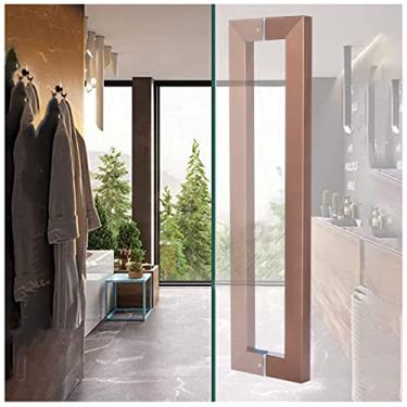 Imagem de Maçanetas e puxadores de porta de vidro, conjunto de puxadores de porta de dupla face de entrada de hotel, acabamento escovado, para madeira/chuveiro/porta de correr de celeiro/ouro/comprimento 120 cm