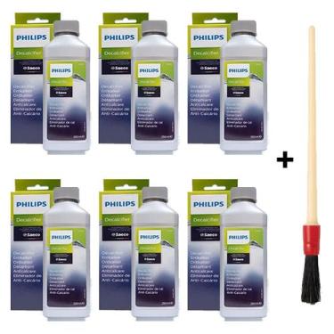 Imagem de Kit 6 Descalcificante 250ml + Pincel Limpeza Máquinas Saeco - Philips