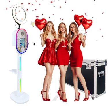 Imagem de ROOMEDAL Máquina de cabine fotográfica para iPad 10,2 polegadas 11 polegadas 11 polegadas 12,9 polegadas e câmera, cabine fotográfica 2 em 1 para selfie, suporte para câmera, luz de preenchimento RGB
