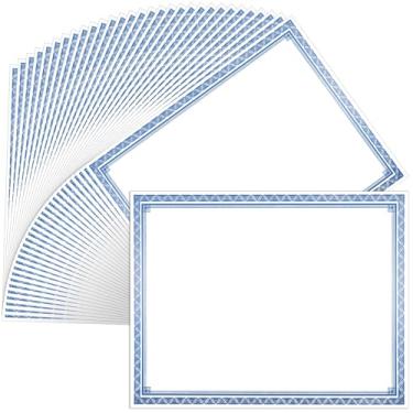 Imagem de Sinload 150 folhas de papel de certificado de prêmio em branco 21 x 27 cm para impressão de certificado de prêmio de graduação em diploma participação em prêmios papel cartolina (azul)
