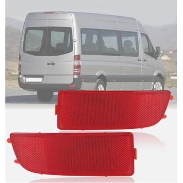 Imagem de FASTCHE 2 peças de lâmpada refletora de para-choque traseiro compatível com Mercedes Benz Sprinter 2500 3500 2010-2018 substitui 9068260040 9068260140 (lentes vermelhas, esquerda e direita)
