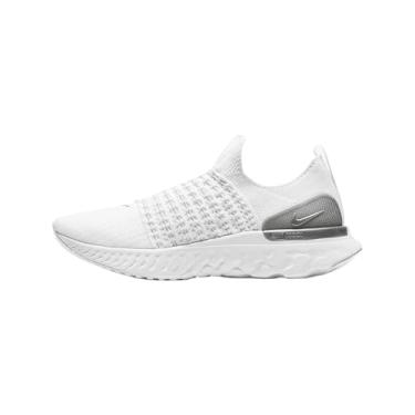 Imagem de Nike Tênis de corrida feminino React Phantom Run Flyknit 2 (CJ0280-100, branco verdadeiro/platina pura/prata metálica), Branco verdadeiro/branco/platina pura/prata metálica, 35