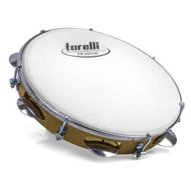 Imagem de Pandeiro torelli 10" injetado pele leitosa natural