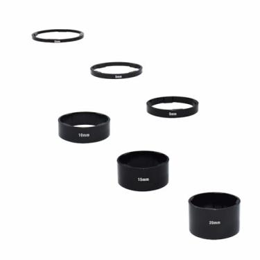 Imagem de Lotatheta Espaçador de arruela de fone de ouvido de bicicleta preto 2/3/5/10/15/20 mm serve para tubos de direção de cabeças de 1-1/8" (28,8 mm) para bicicleta de estrada MTB liga de alumínio