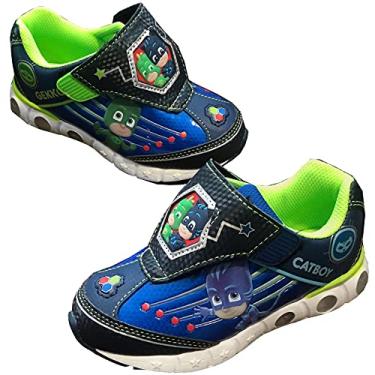 Imagem de PJ Masks Sapatos infantis iluminados, tênis atlético com alça de velcro, Azul/azul-marinho, 7 Toddler