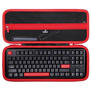 Imagem de Tourmate Capa rígida de armazenamento para teclado de jogos Keychron/Redragon, capa de viagem para teclado mecânico de 87 teclas personalizadas C3 Pro QMK/VIA (apenas capa) (preto + vermelho)