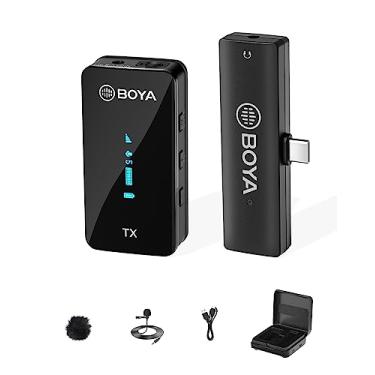 Imagem de BOYA Microfone de lapela sem fio BY-XM6-K5 para Android/laptop com estojo de carregamento e mono/estéreo, microfone OLED Diplay sem fio USB-C para vlogging, YouTube, Tiktok Live Stream, gravação de