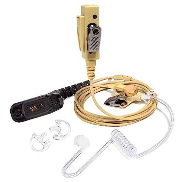Imagem de HYSHIKRA Fone de ouvido Walkie-Talkie, fone de ouvido de tubo acústico com PTT para rádio bidirecional Motorola XPR6350 XPR6550 XPR7550 APX 4000 6000 7000 HT (cor bege)