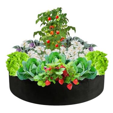 Imagem de MeiBoAll Sacos de cultivo de plantas de 100 galões, vasos de plantação redondos de tecido resistente, canteiro de plantação de jardim elevado, recipiente de plantio de feltro respirável redondo para