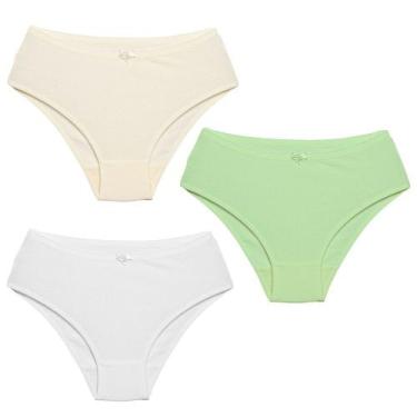 Imagem de 3 Calcinhas Luminate 22151 Cotton Branco Marfim Verde, P