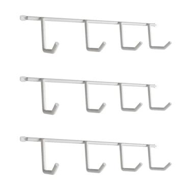 Imagem de Kit com 3 Suportes Porta Vassouras Isabela com 4 Ganchos Branco