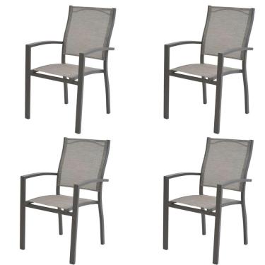 Imagem de Kit 4 Cadeiras Angra Rivatti Em Aluminio Amêndoa Com Tela Mesh Bege