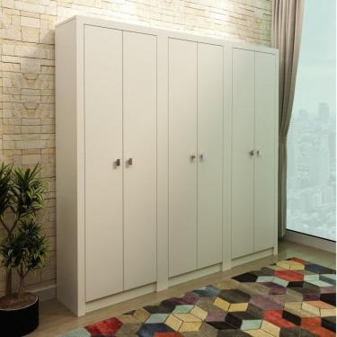 Imagem de Kit 3 Armários Para Escritório 2 Portas Me4105 Tecno Mobili Espresso Móveis Branco