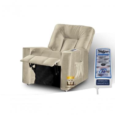 Imagem de Poltrona Do Papai Massagem Reclinável Suede Bege