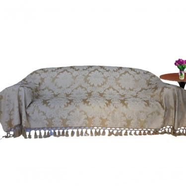 Imagem de Capa Manta Sofá Sala Xalé Dourado Bege Jacquard 1,80x2,80