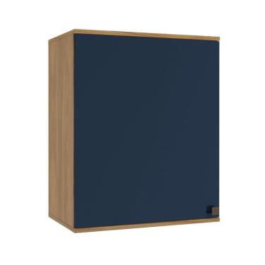 Imagem de Armário Aéreo Celeste Kappesberg 100% Mdf 1 Porta Nogueira/azul 60cm