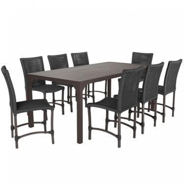 Imagem de 8 Cadeiras Cannes Corda Náutica E Mesa Retangular Alumínio Preto