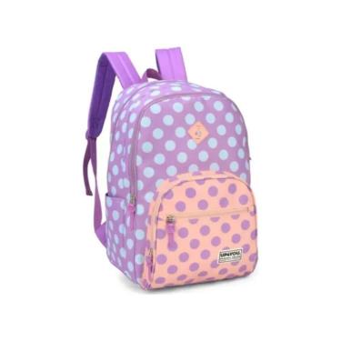 Imagem de Mochila De Costas Up4you Roxo Com Bolinhas Azul - Luxcel