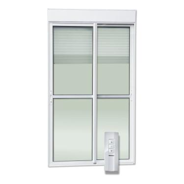 Imagem de Porta De Correr Com Persiana Integrada Correr Com Motor E Controle Remoto 2 Folhas Móveis 230 X 150 Branco