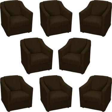 Imagem de Kit 8 Poltronas Mila Pé De Plástico Cromado - Marrom Suede