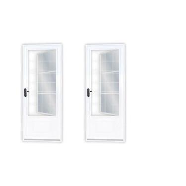 Imagem de Kit Com 2 Portas De Aço Postigo 215x85cm Com Grade Quadrada Minas Sul Mgm Branco