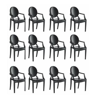 Imagem de Conjunto 12 Cadeiras Wind Plus 92,5x53,9x56,3 Preto