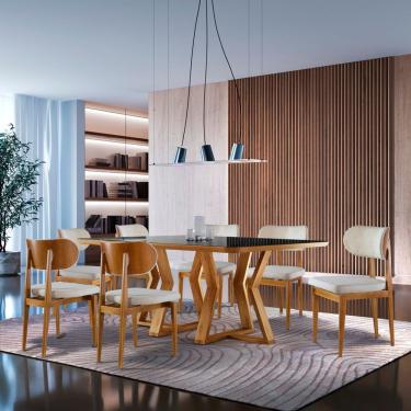 Imagem de Sala De Jantar 7 Cadeiras Maciça Anatômico Laís Sala Nobre