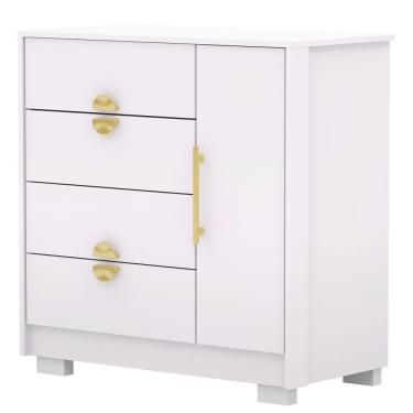 Imagem de Cômoda Sapateira 4 Gavetas Clarabella Branco/camarim