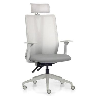 Imagem de Cadeira Escritório Giratória Presidente Flow F02 Base Cinza Sintético Cinza - Lyam Decor