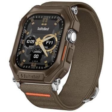 Imagem de Suitisbest Pulseira de nylon elástico compatível com Apple Watch de 46 mm com capa protetora resistente, para Apple Watch série 10, pulseira esportiva durável para iWatch para homens e mulheres,